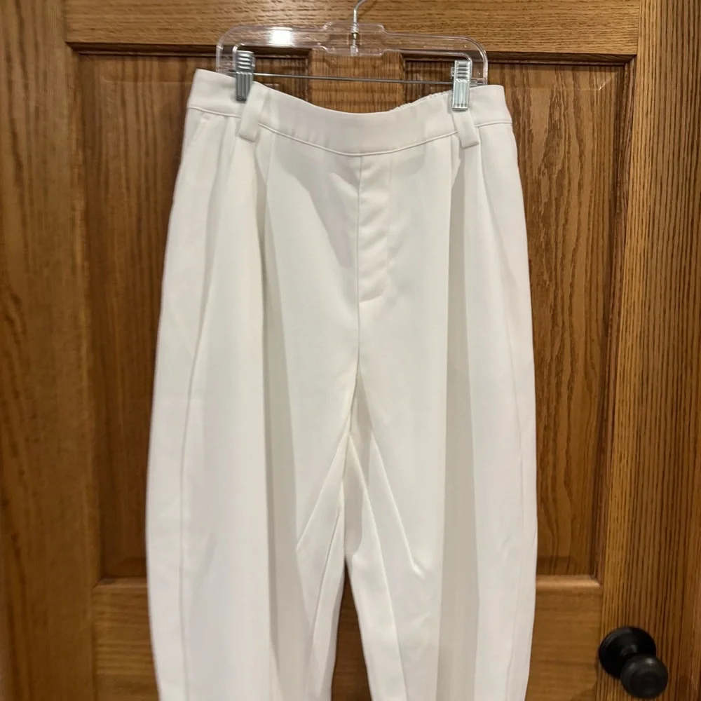 Halara Flex Mid Rise Pocket Barrel Leg Work Pants White S - Picture 3 of 12